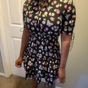 Floral and Butterfly Print Dress